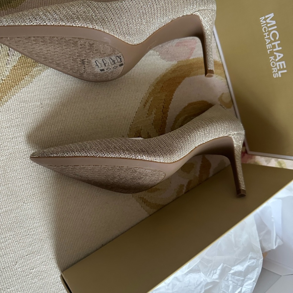 Michael Kors Alina Flex Pump Glitter Chain Mesh Pumps 7.5 Like New - Picture 6 of 8